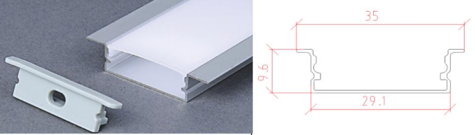 30*10mm Recessed Led Aluminum Profiles Aluminium Channel LED Light Diffuser for LED Strip Lights Cabinet