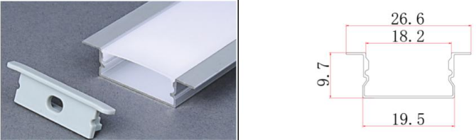 20*10mm Recessed Led Aluminum Profiles Aluminium Channel LED Light Diffuser for LED Strip Lights Cabinet